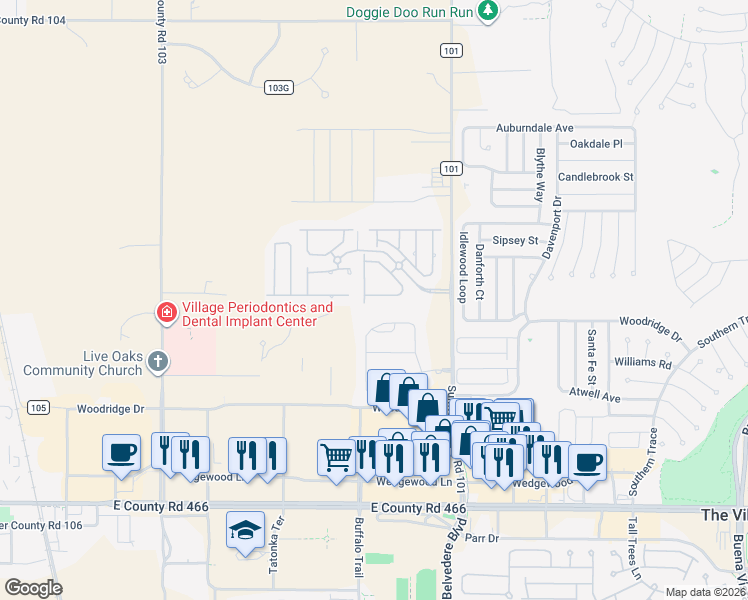 map of restaurants, bars, coffee shops, grocery stores, and more near 5194 Northeast 122nd Boulevard in Oxford