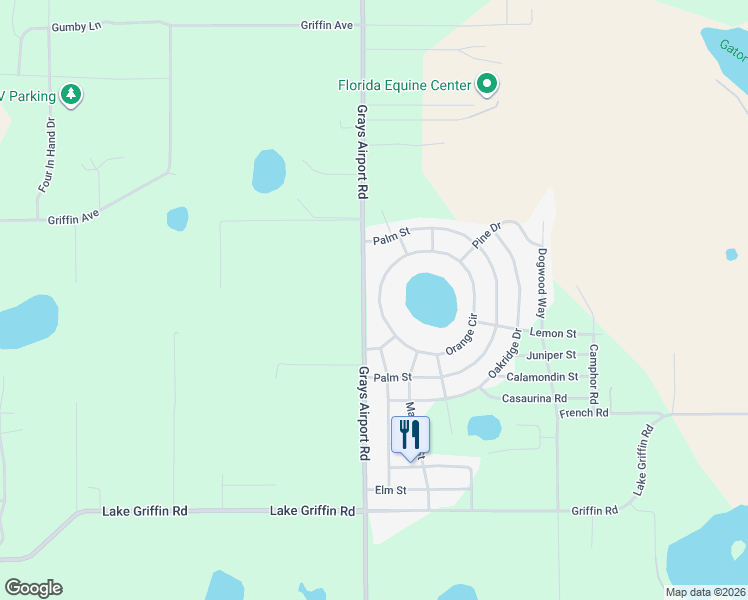 map of restaurants, bars, coffee shops, grocery stores, and more near 40308 Orange Circle in Lady Lake