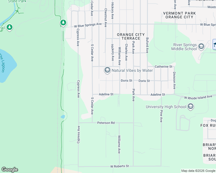 map of restaurants, bars, coffee shops, grocery stores, and more near 835 Chestnut Avenue in Orange City