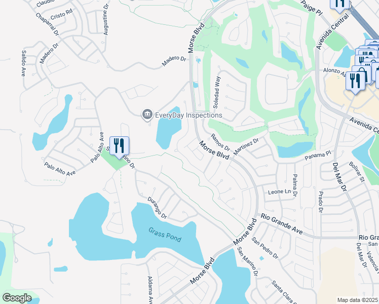 map of restaurants, bars, coffee shops, grocery stores, and more near 870 Trevino Terrace in The Villages