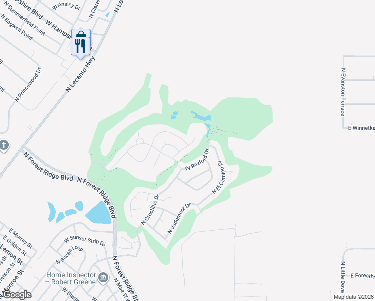 map of restaurants, bars, coffee shops, grocery stores, and more near 5001 North Triple Eagle Path in Beverly Hills