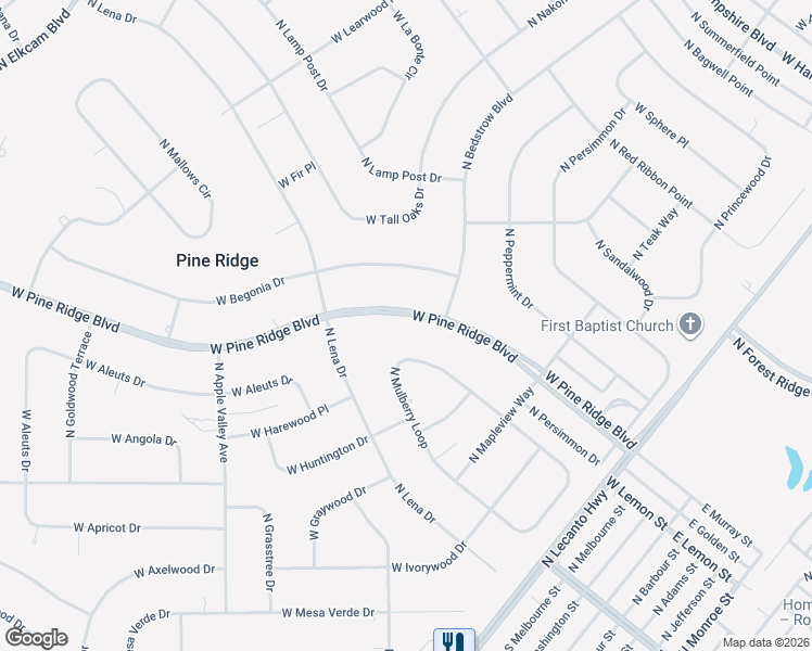 map of restaurants, bars, coffee shops, grocery stores, and more near 1843 West Pine Ridge Boulevard in Beverly Hills
