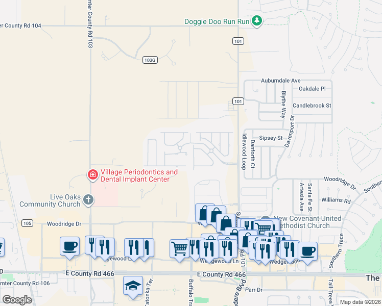 map of restaurants, bars, coffee shops, grocery stores, and more near 5070 Northeast 122nd Boulevard in Oxford