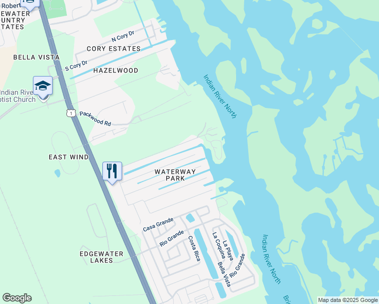 map of restaurants, bars, coffee shops, grocery stores, and more near 179 Azalea Road in Edgewater