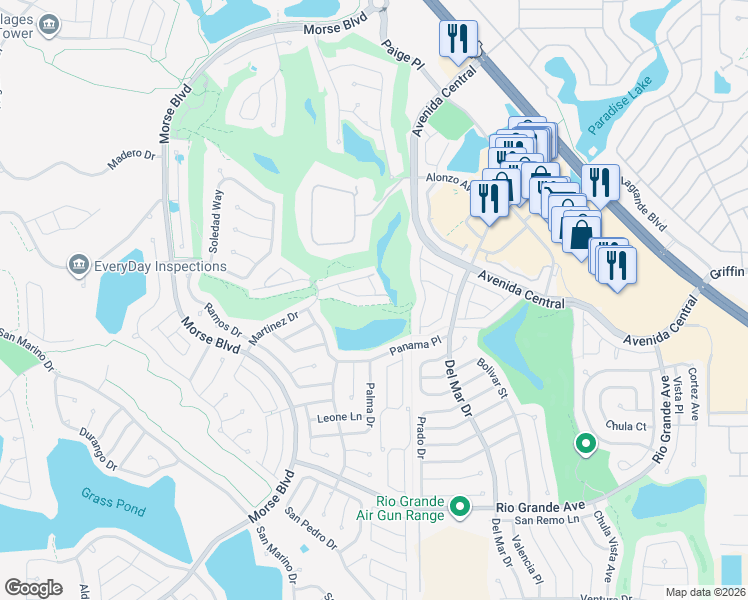 map of restaurants, bars, coffee shops, grocery stores, and more near 1308 Santa Rosa Court in The Villages