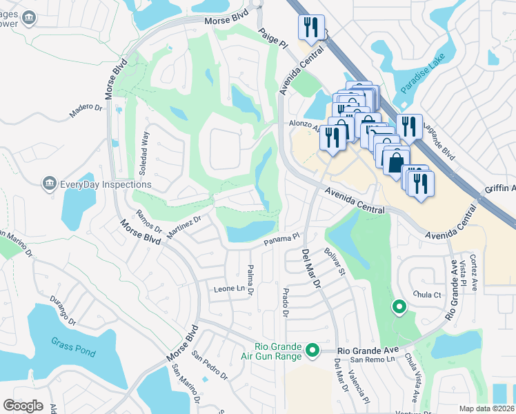 map of restaurants, bars, coffee shops, grocery stores, and more near 1308 Santa Rosa Court in The Villages