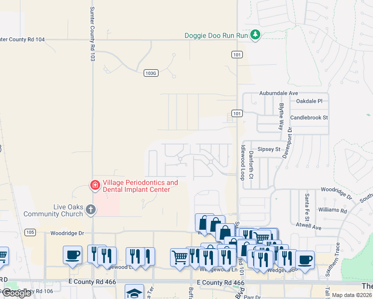 map of restaurants, bars, coffee shops, grocery stores, and more near 5082 Northeast 124th Place in Oxford