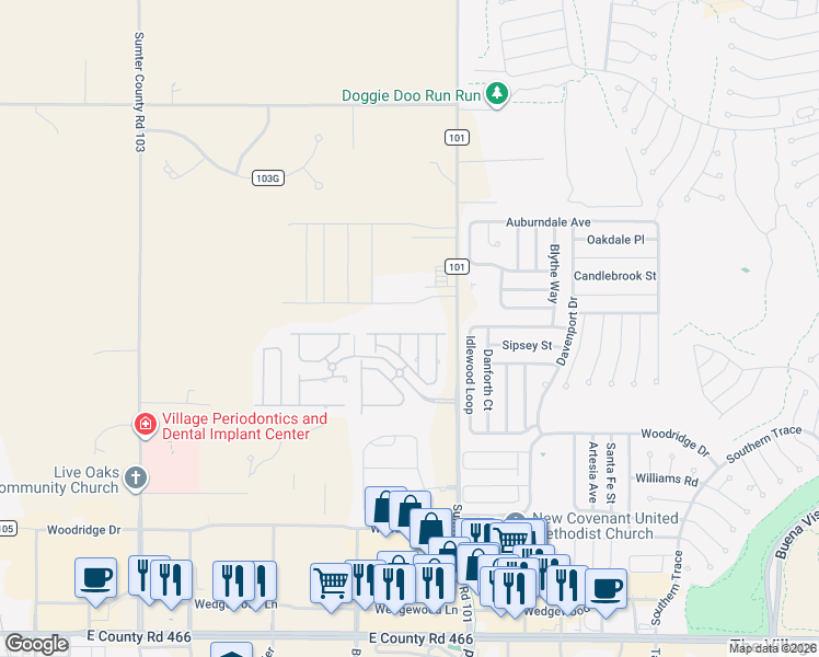 map of restaurants, bars, coffee shops, grocery stores, and more near 5122 Northeast 124th Place in Oxford