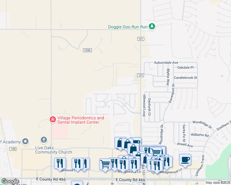 map of restaurants, bars, coffee shops, grocery stores, and more near 5082 Northeast 124th Place in Oxford