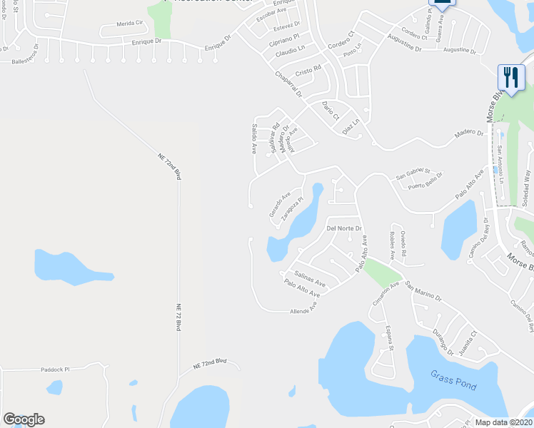 map of restaurants, bars, coffee shops, grocery stores, and more near 2129 Gerardo Avenue in The Villages