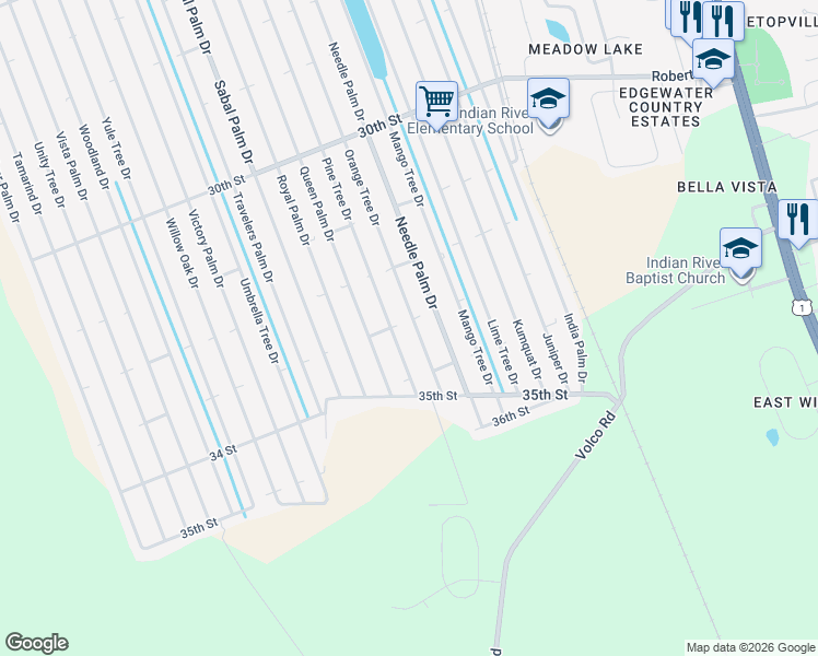 map of restaurants, bars, coffee shops, grocery stores, and more near 3227 Orange Tree Drive in Edgewater