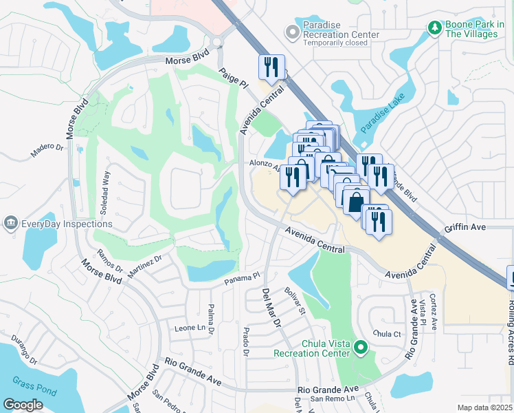map of restaurants, bars, coffee shops, grocery stores, and more near 1155 Avenue De Las Casas in Lady Lake