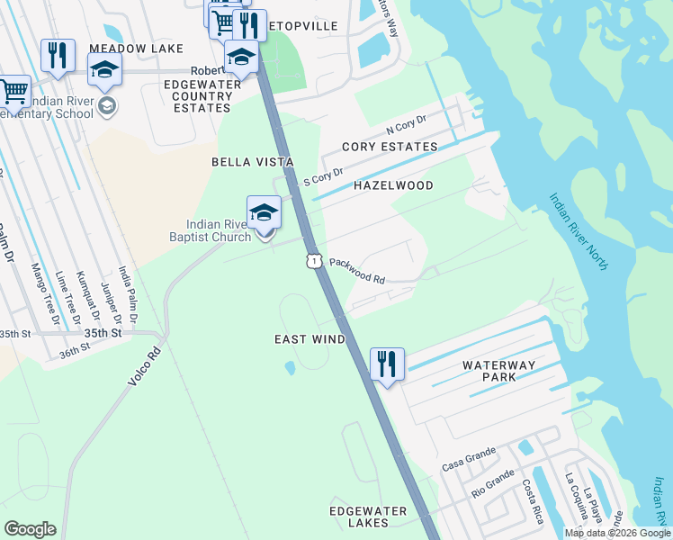 map of restaurants, bars, coffee shops, grocery stores, and more near 101 Packwood Road in Edgewater