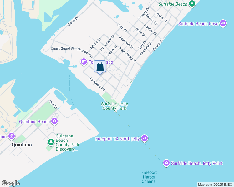 map of restaurants, bars, coffee shops, grocery stores, and more near 1307 Surf Drive in Freeport