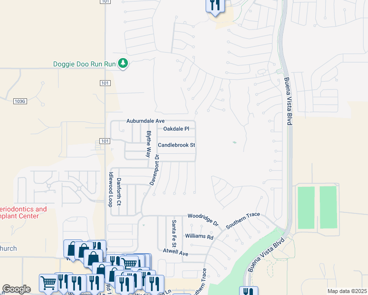 map of restaurants, bars, coffee shops, grocery stores, and more near 3294 Candlebrook Street in The Villages