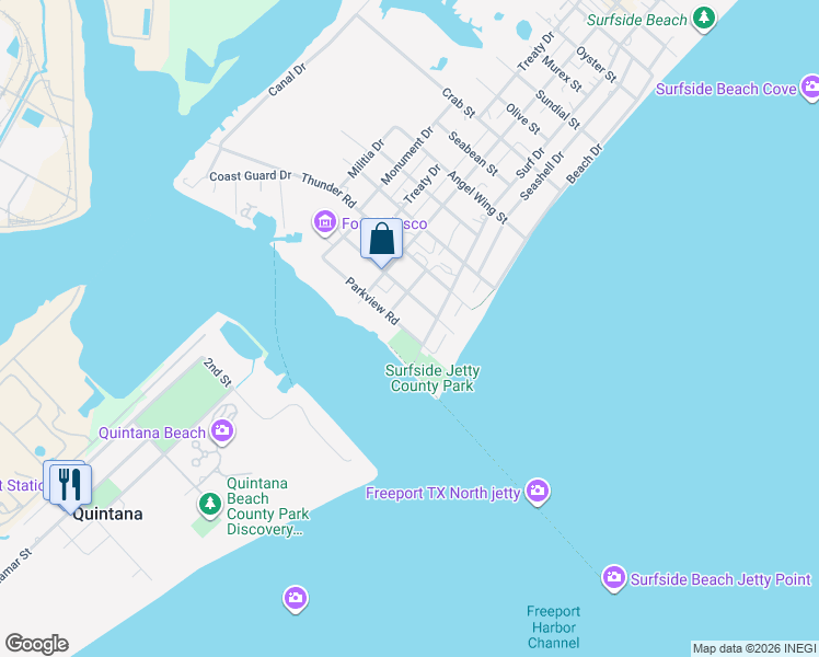 map of restaurants, bars, coffee shops, grocery stores, and more near 308 Parkview Road in Surfside Beach