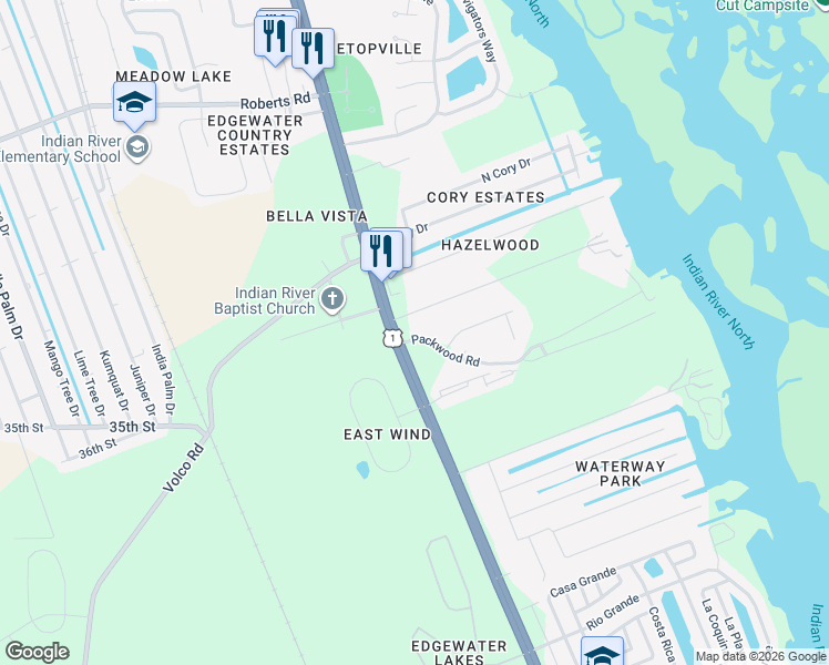 map of restaurants, bars, coffee shops, grocery stores, and more near 101 Packwood Road in Edgewater