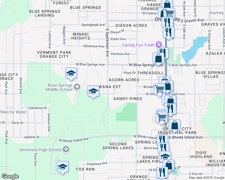 map of restaurants, bars, coffee shops, grocery stores, and more near 798 Third Street in Orange City
