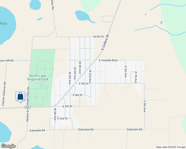map of restaurants, bars, coffee shops, grocery stores, and more near 40551 West 1st Avenue in Umatilla