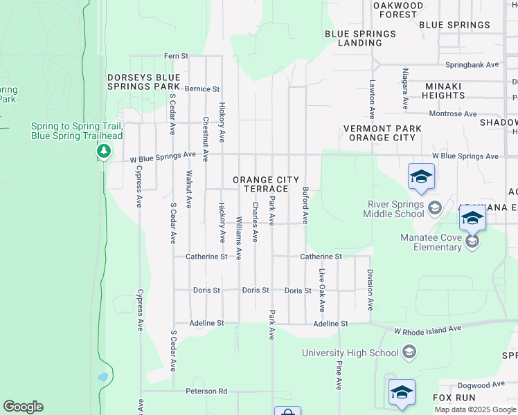 map of restaurants, bars, coffee shops, grocery stores, and more near 553 Charles Avenue in Orange City