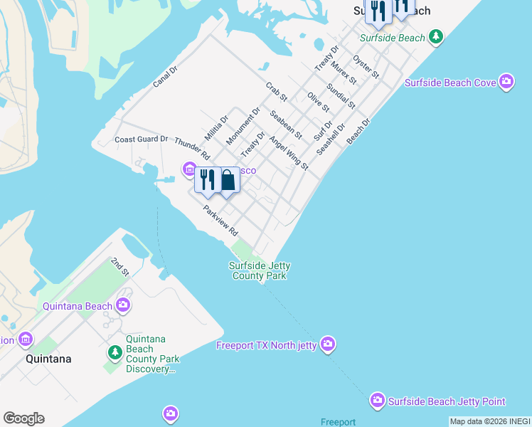 map of restaurants, bars, coffee shops, grocery stores, and more near 210 Surf Drive in Surfside Beach