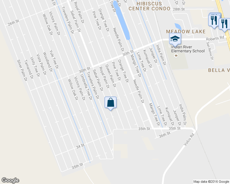 map of restaurants, bars, coffee shops, grocery stores, and more near 3120 Queen Palm Drive in Edgewater