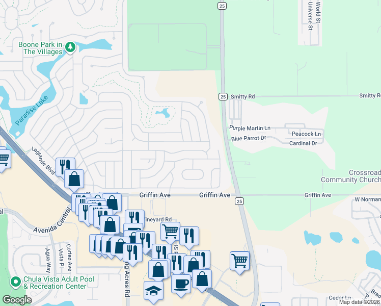 map of restaurants, bars, coffee shops, grocery stores, and more near 514 Jason Drive in Lady Lake