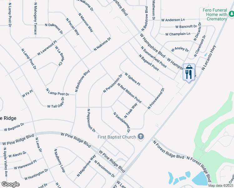 map of restaurants, bars, coffee shops, grocery stores, and more near 1373 West Pinehill Drive in Beverly Hills