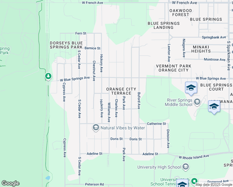 map of restaurants, bars, coffee shops, grocery stores, and more near 498 Charles Avenue in Orange City