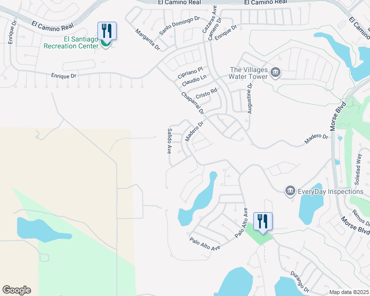 map of restaurants, bars, coffee shops, grocery stores, and more near 1107 Saldivar Road in The Villages
