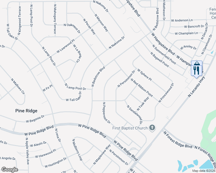 map of restaurants, bars, coffee shops, grocery stores, and more near 5329 North Peppermint Drive in Beverly Hills