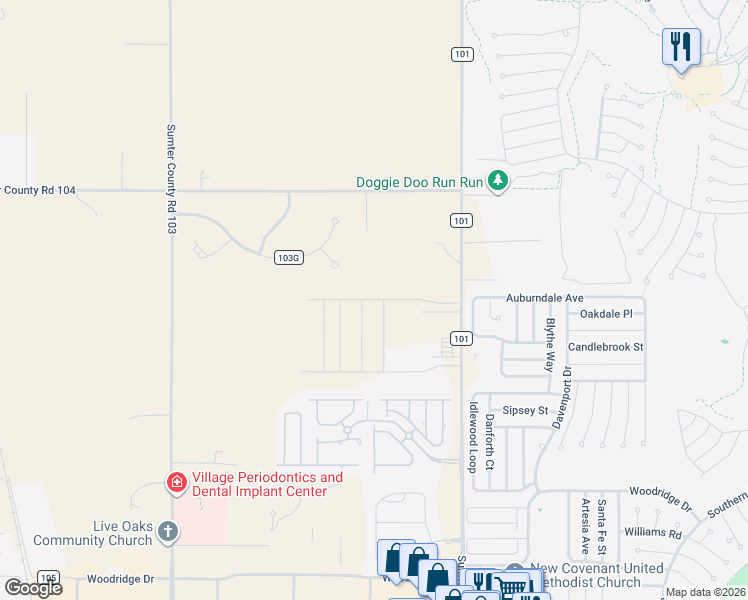 map of restaurants, bars, coffee shops, grocery stores, and more near 4873 Northeast 126th Place in Oxford