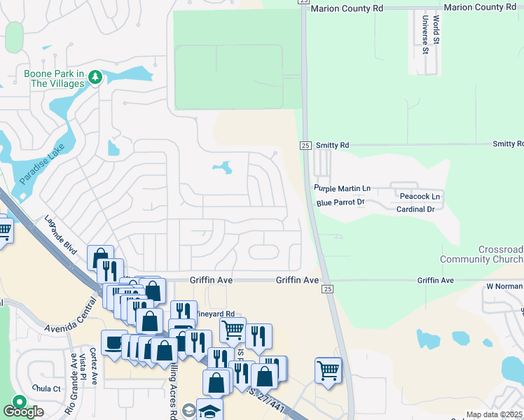 map of restaurants, bars, coffee shops, grocery stores, and more near 514 Jason Drive in Lady Lake