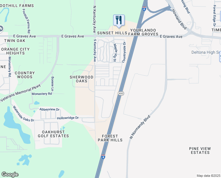 map of restaurants, bars, coffee shops, grocery stores, and more near 449 Wedgewood Court in Orange City