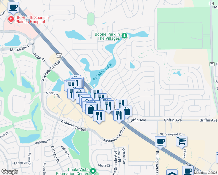 map of restaurants, bars, coffee shops, grocery stores, and more near 914 Weeping Willow Avenue in Lady Lake