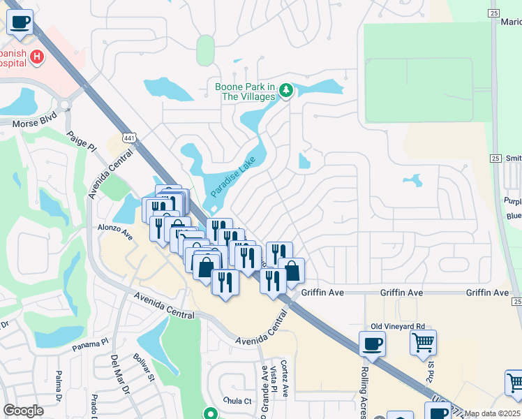 map of restaurants, bars, coffee shops, grocery stores, and more near 914 Weeping Willow Avenue in Lady Lake