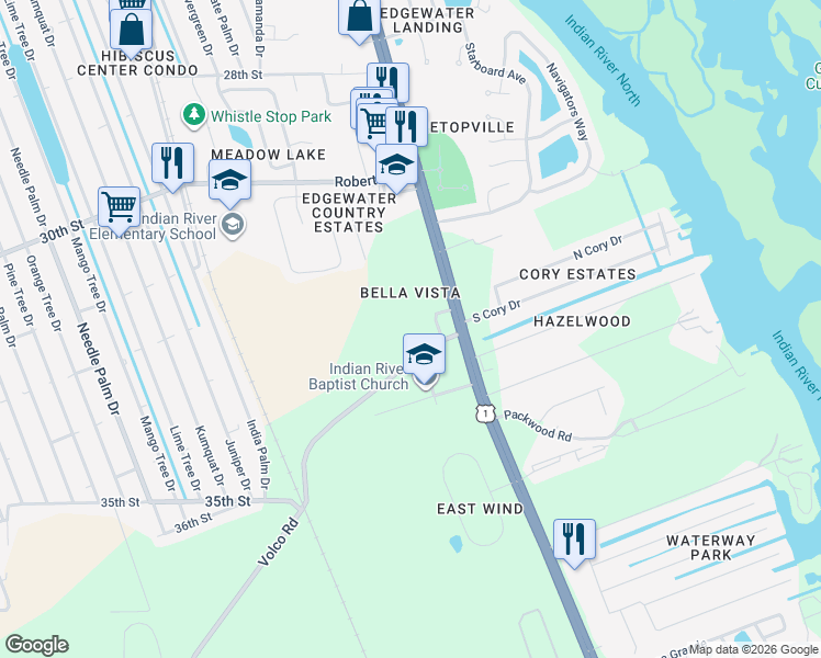 map of restaurants, bars, coffee shops, grocery stores, and more near 197 Volco Road in Edgewater