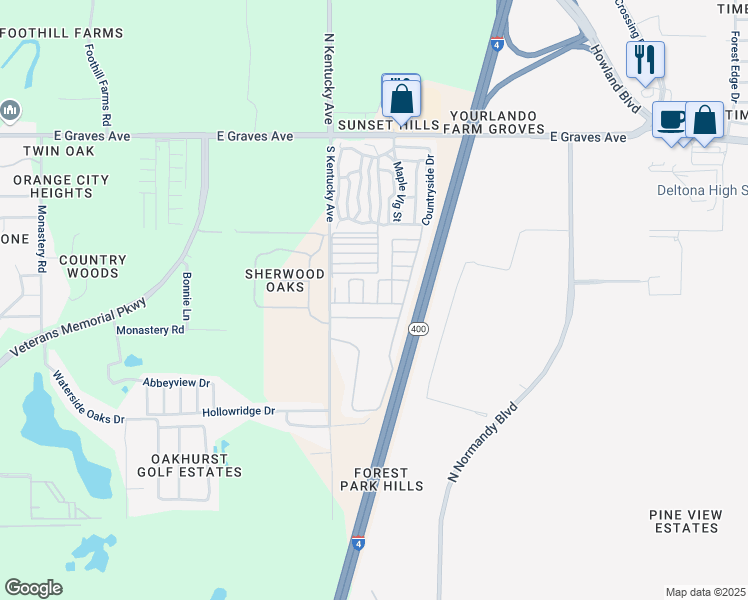 map of restaurants, bars, coffee shops, grocery stores, and more near 449 Wedgewood Court in Orange City