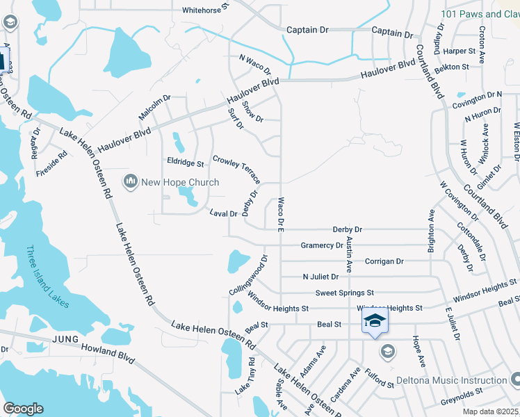 map of restaurants, bars, coffee shops, grocery stores, and more near 2750 Sanger Terrace in Deltona