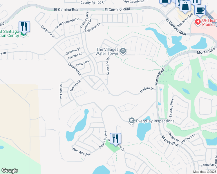 map of restaurants, bars, coffee shops, grocery stores, and more near 1833 Madero Drive in Lady Lake