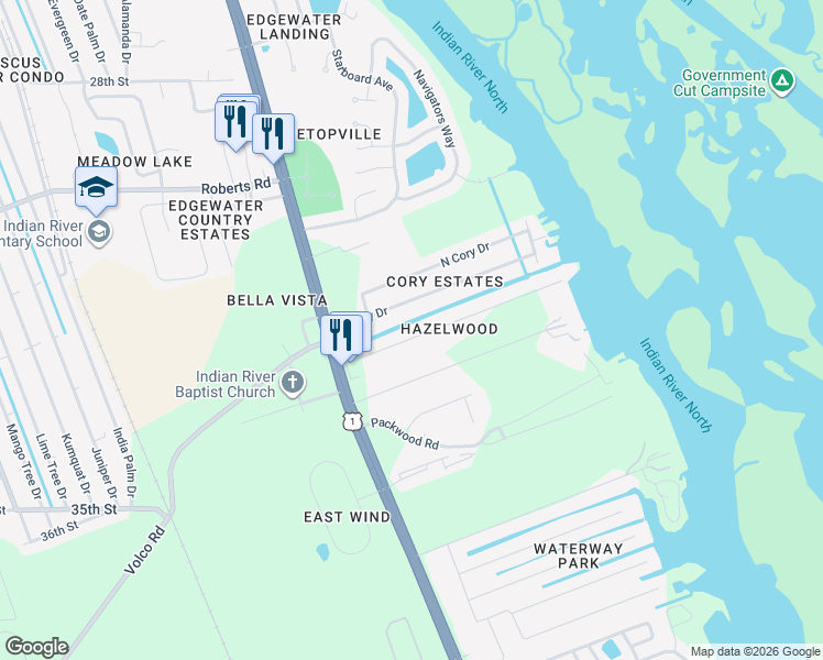 map of restaurants, bars, coffee shops, grocery stores, and more near 138 Hazelwood River Road in Edgewater
