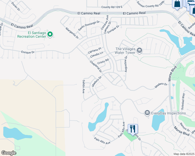 map of restaurants, bars, coffee shops, grocery stores, and more near 2104 Alfredo Avenue in The Villages