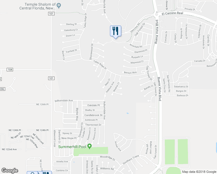 map of restaurants, bars, coffee shops, grocery stores, and more near 1234 Addison Avenue in The Villages