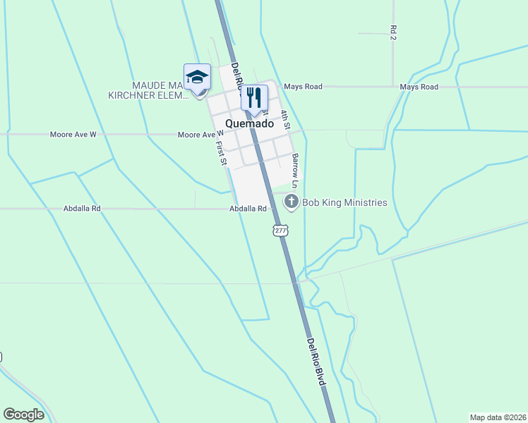 map of restaurants, bars, coffee shops, grocery stores, and more near 137 Abdalla Road in Quemado