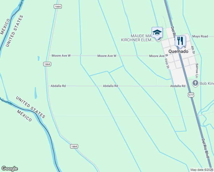 map of restaurants, bars, coffee shops, grocery stores, and more near 1000 Abdalla Road in Quemado