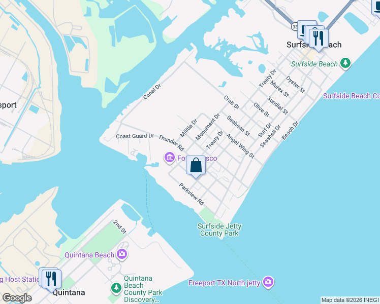 map of restaurants, bars, coffee shops, grocery stores, and more near 1103 Monument Drive in Surfside Beach