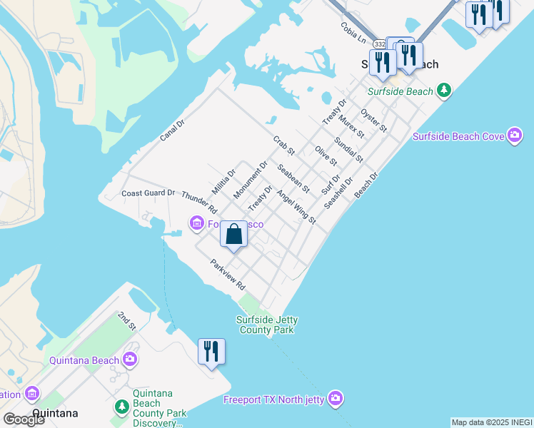 map of restaurants, bars, coffee shops, grocery stores, and more near 922 Fort Velasco Drive in Surfside Beach
