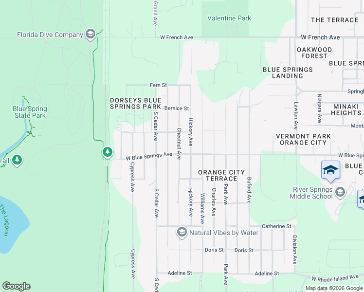 map of restaurants, bars, coffee shops, grocery stores, and more near 371 Chestnut Avenue in Orange City