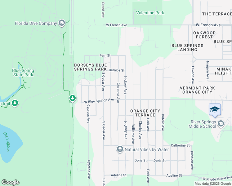 map of restaurants, bars, coffee shops, grocery stores, and more near 371 Chestnut Avenue in Orange City