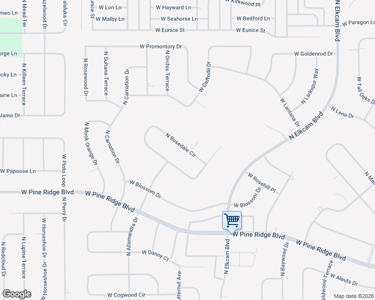 map of restaurants, bars, coffee shops, grocery stores, and more near 5430 North Rosedale Circle in Beverly Hills